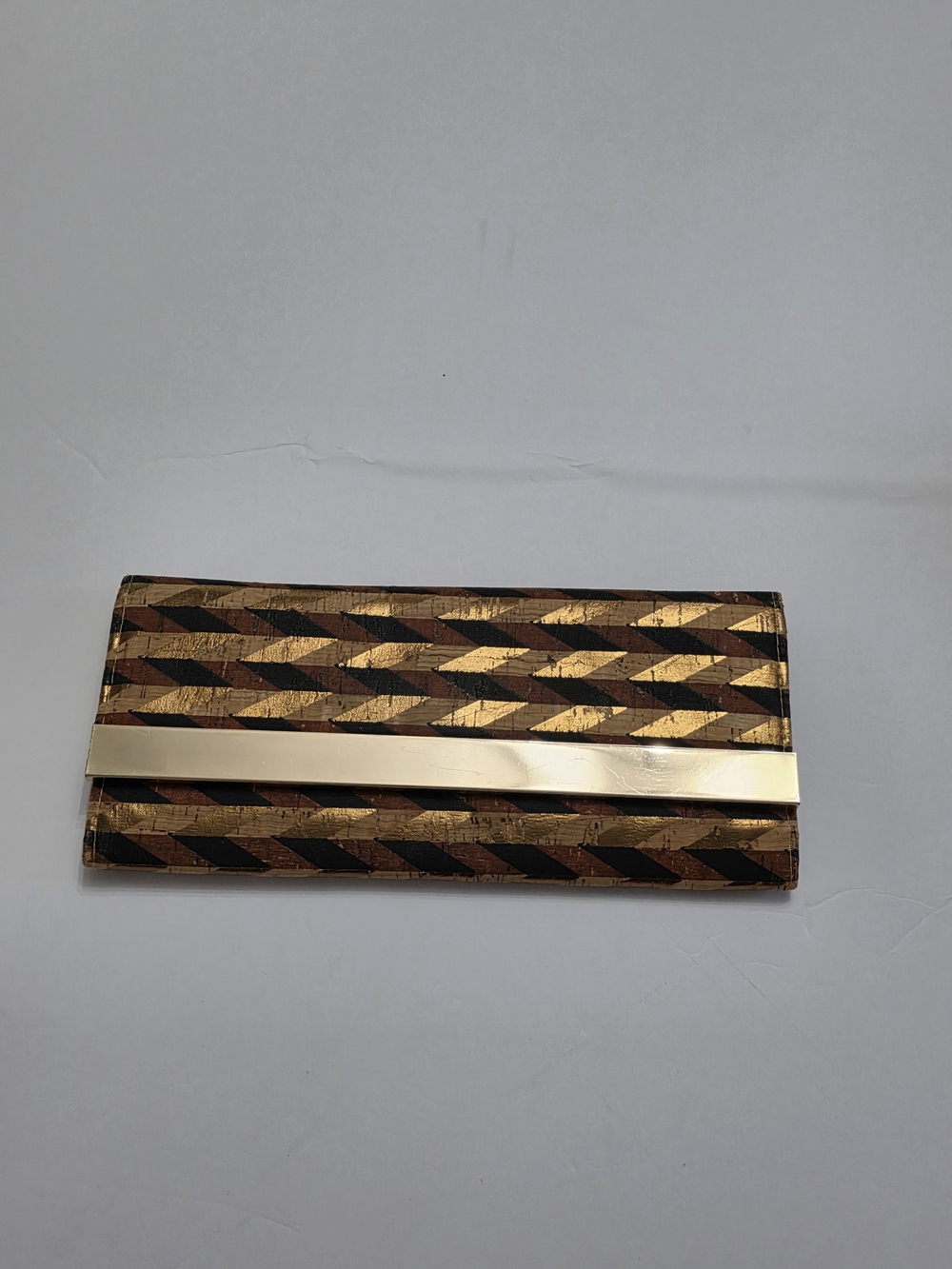 Metallic Gold & Black Patterned Women's Clutch Wallet
